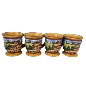 set of 4 retired romancing provence douce provence handpainted coffee tea mugs